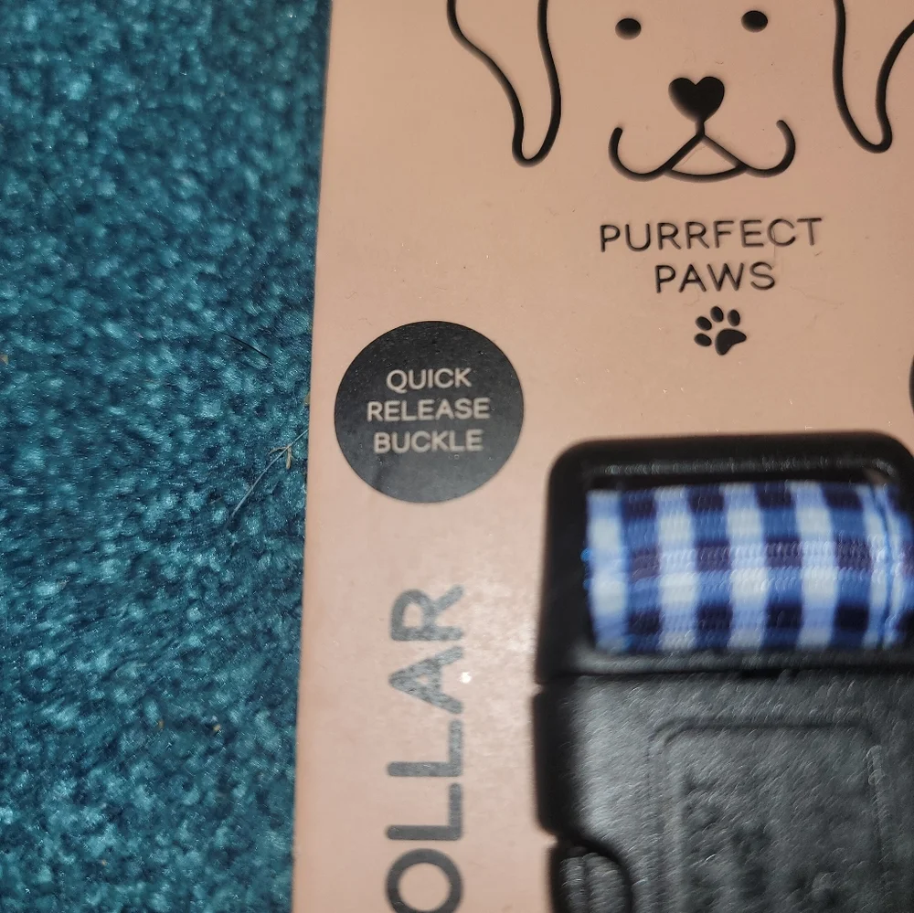 Bath & Body Works Blue Gingham Dog Collar Size Medium Preppy Puppy Purrfect Paws